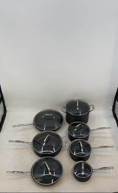 Cuisinart Black Round Cookware Stockpots And Saucepans With Lids Set Of 7