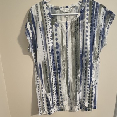 Christopher & Banks Women s M Polka Dot Short Sleeve Knit Rhinestone Top