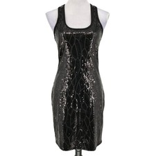 Lundstrom Dress Womens Small Black Sequin LBD Stretch Knit Formal Wedding New