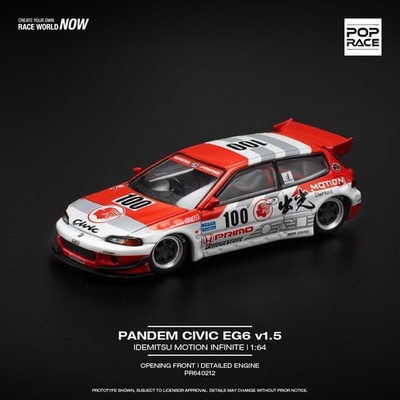 Pop Race Pandem Civic EG6 v1.5 Idemitsu Motion Infinite PR640212 DieCast Collect