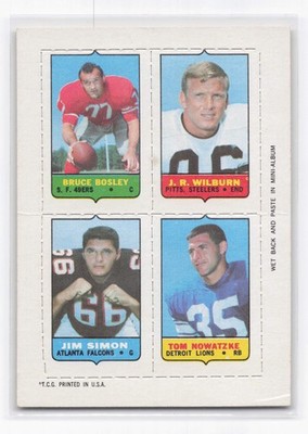 1969 Topps 4-in-1 Bruce Bosley / J.R. Wilburn / Jim Simon / Tom Nowatzke