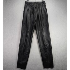 Wilsons Leather Pants Womens 10 26x31 Pockets Belt Loop Black Vintage 90s 80s