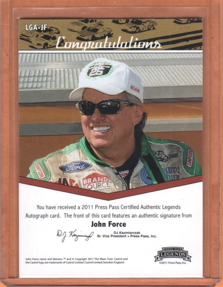 JOHN FORCE 2011 CERTIFIED PRESS PASS AUTHENTIC [GOLD] #LGA-JF AUTOGRAPH CARD/75 - Image 2 of 2