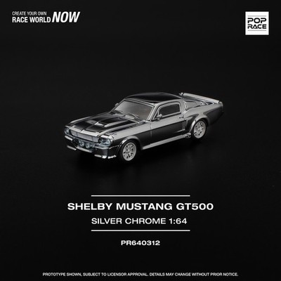 Pop Race Ford Mustang Shelby GT500 - Silver Chrome 1:64 Diecast