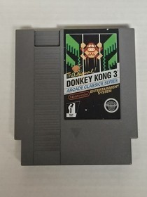 Donkey Kong 3 Nintendo NES 5 Screw Hang Tab Unpunched Complete BLACK BOX CIB
