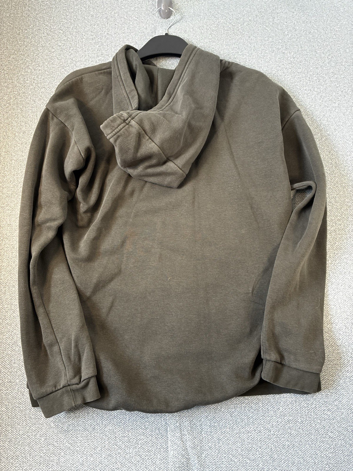 Adidas Mens Olive Khaki Green Big Front Logo Hoodie Jumper Size XS image 4