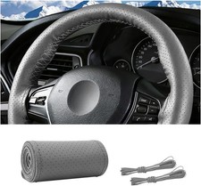 Genuine Leather Car Steering Wheel Cover, DIY Sewing Stitch on Wrap Auto Wheel C