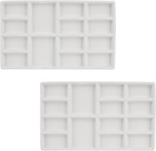 8 Inch 14 Wells Artist Ceramic Paint 2 Pack Rectangle 14 Wells, White 