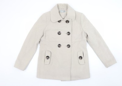 Wallis Damen Beige Erbse Mantel Größe 12 Zweireiher Jacke