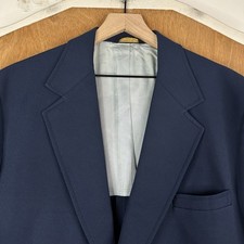 VTG Palm Beach Blazer Mens 46R Navy Blue 2 Button 1960s Wide Notch Lapel Coat