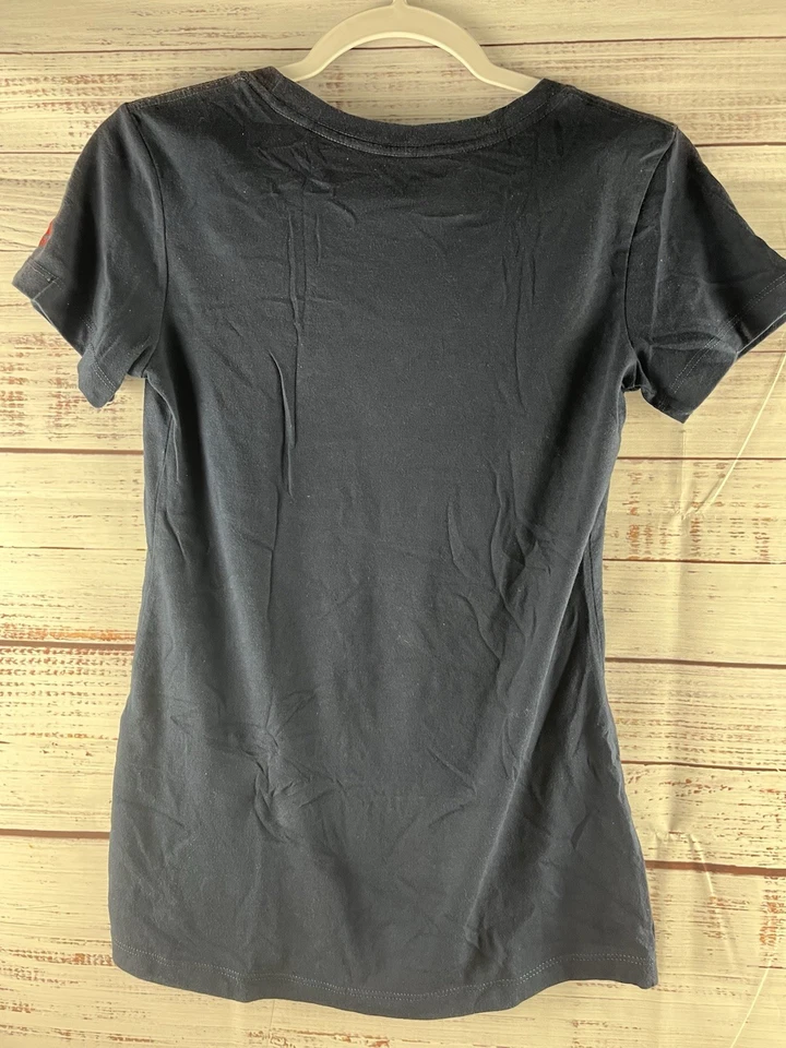 Camisa para mujer Reebok azul medio cuello redondo manga corta elástica Foto 2 de 4