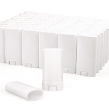 50 Pack 0.5 Oz/15Ml White Sample Deodorant Container,Empty Oval Twist-Up Plastic