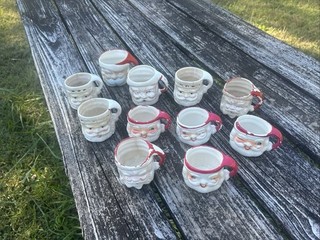 lot of 10 Santa Mugs MCM 1950's era fair condition i