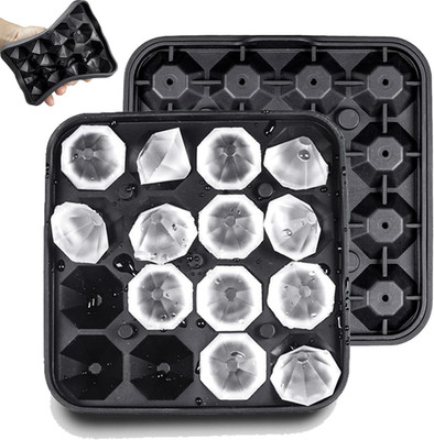 Tiny Diamond Ice Molds 2 Pack, Small Diamond-Shaped Silicone Ice Cube Trays 16 C