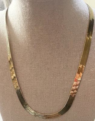 VTG 925 Milor Vermeil Herringbone Necklace 20'' Vermeil Sterling Silver 23.9Gr  