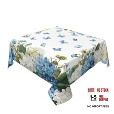Spring Square Tablecloths 54x54 Inches 54" x 54" Square Hydrangea Butterfly