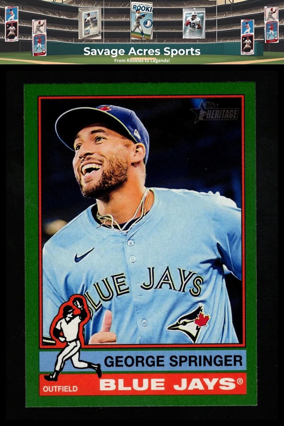 George Springer 2025 Topps Heritage Green Border #393 Toronto Blue Jays