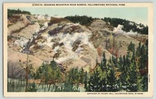 Roaring Mountain Near Norris Yellowstone National Park Wyoming Postcard Vtg 1949