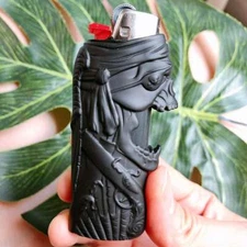 Skull Pirate Metal Lighter Case Cover Sleeve Fits Standard Bic Lighter J6  Black