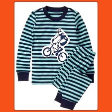 NWT Boys 4 Gymboree BMX RACING BIKE 2pc Stripe Long Sleeve GYMMIES SLEEPWEAR PJs