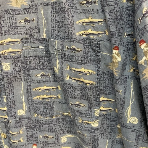 Ivy Crew Large Fishing Print Men's Short Sleeve Button Up Shirt Size L - Picture 3 of 8