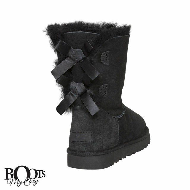 UGG BAILEY BOW II BLACK SUEDE SHEEPSKIN CLASSIC BOOTS SIZE US 10/UK 8/EU 41 NEW for sale online