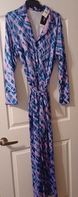 Tezer Women Tie Dyed Jumpsuit purple & blue Size14NWT