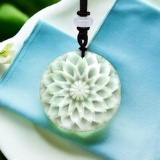 Jade Flower Pendant Gifts for Women Charm Real Necklace Green Jewelry Natural