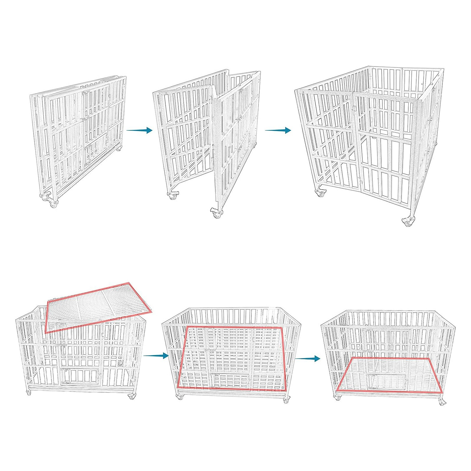 37 inch Stackable Heavy Duty Dog Kennel Pet Stainless Steel Crate Cage 2PCS