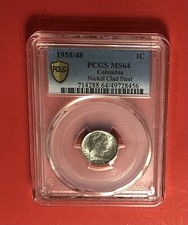 COLOMBIA-1958/1948- UNCIRCULATED 1 CENTAVO COIN ,GRADED BY PCGS MS 64.