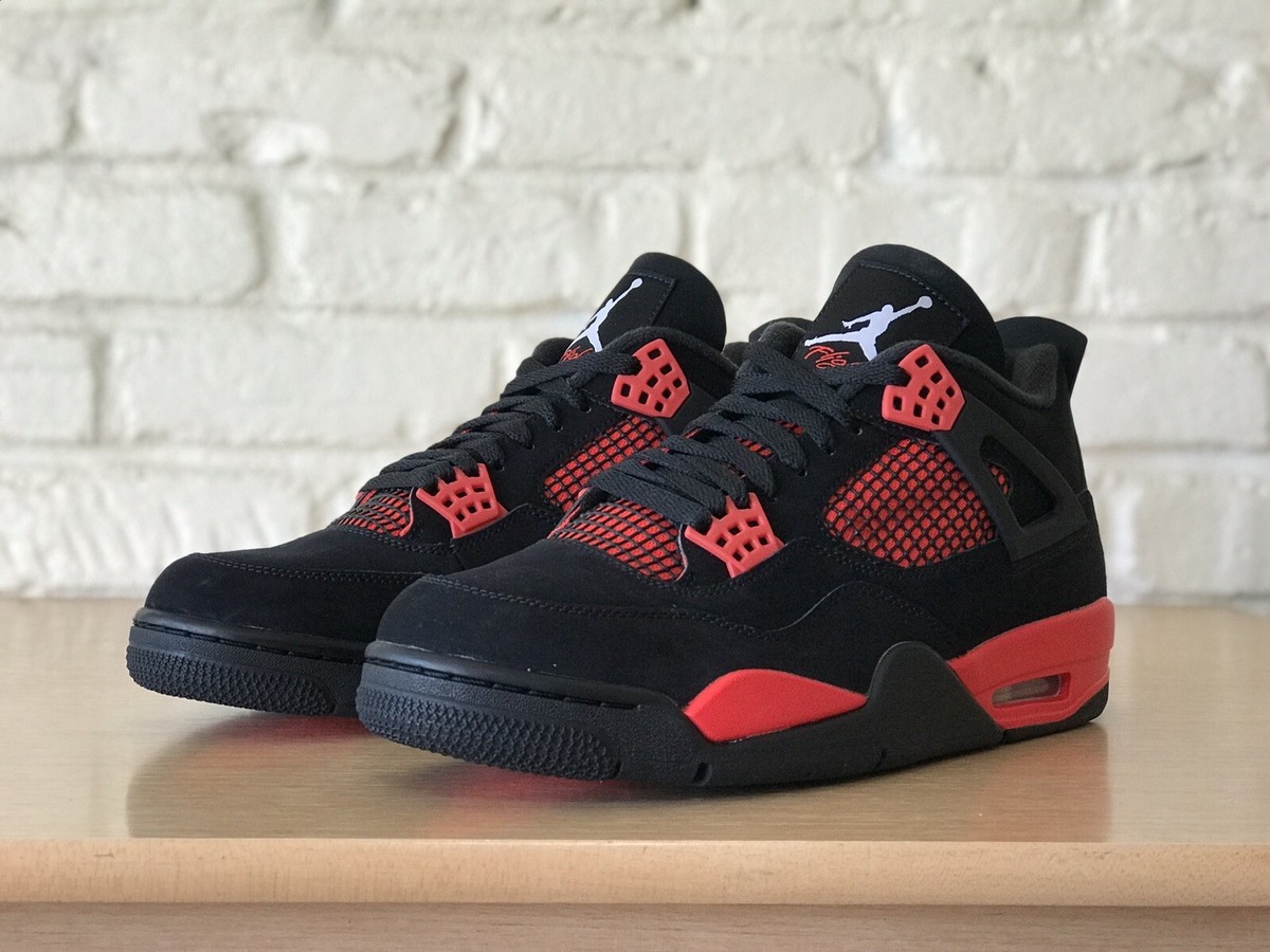 Nike Air Jordan 4 Retro Red Thunder Men Size 11.5 Crimson Black