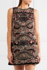 Alice + Olivia Sherley Embellished Embroidered Silk Dress Mini 0 NWOT