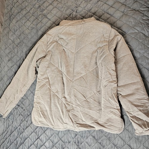 THREE DOTS Jacket Womens Medium Heather Gray Quilted Full Zip Sweatshirt Pockets - Picture 11 of 12