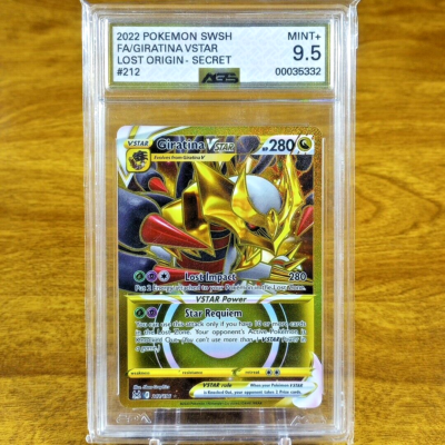 Pokemon Lost Origin Giratina VSTAR 212/196 AGS Mint+ 9.5 Holo Secret Rare  2022