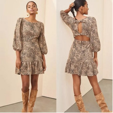 Anthropologie Maeve Knit Cut-Out Mini Dress Leopard Animal Tiered Brown sz 2 NWT