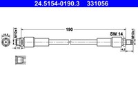 ATE 24.5154-0190.3 Bremsschlauch 190 Mm FüR Audi A8 D3 2.8-4.2D 10.02-07.10