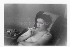 AS SHE WAS Vintage FOUND PHOTO Black + White 20th CENTURY WOMAN  53 LA 82 N