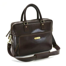 Style n Craft 392009 Laptop Briefcase Bag in Full Grain Dark Brown Leather