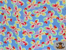 Polar Fleece Fabric Print Butterflies 3 60" Wide Sold By the Yard S-133
