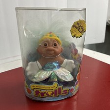 The Original Good Luck Girl Crown Troll by Dam NEW in package White Hair 2006