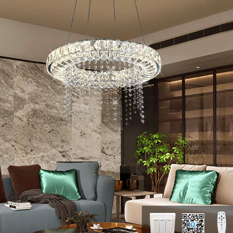 Luxury Clear Crystal Glass Round Ring LED Dinner Room Ceiling
