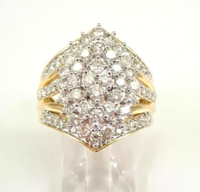 3 Ct Round Cut Simulated Diamond Cluster Engagement Ring 14K Yellow Gold Plated