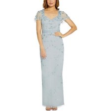 Papell Studio by Adrianna Papell Womens Blue Evening Dress Gown