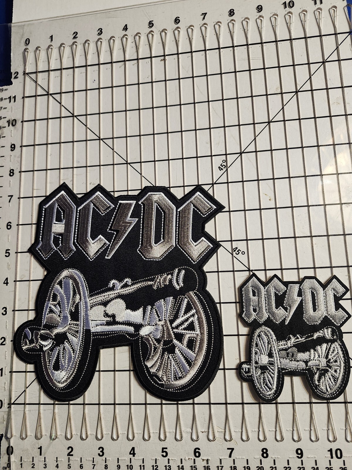 AC/DC EMBROIDERED PATCHES / 1 LARGE 7.5X7.25 INCH & 1 SMALL 3.25X3.5 ...