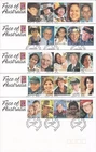 First Day Cover FDC - 01/01/2000 - Faces of Australia - 5 cover set