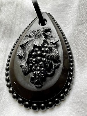 Gothic Black Gutta Percha Victorian Pendant Exec Condition