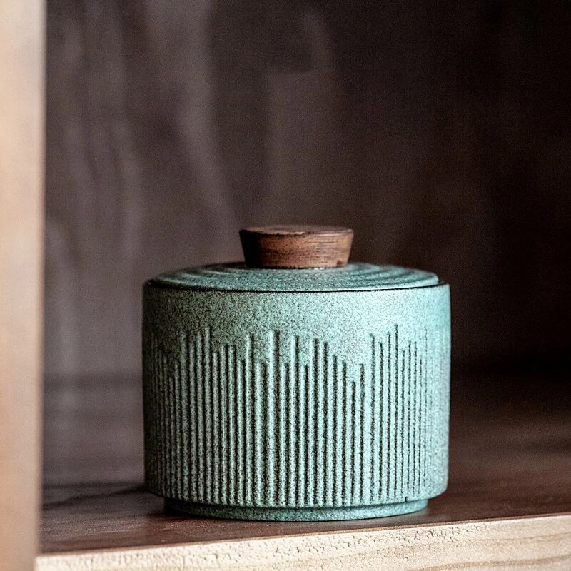 Ceramic Small Tea Caddy Canisters Tea Jars Storage Food Sealed Jar Home Decor
