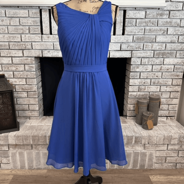 AZAZIE GRACE Royal Blue A-Line Pleated Chiffon Dress Size 6 Bridesmaid  Wedding | eBay