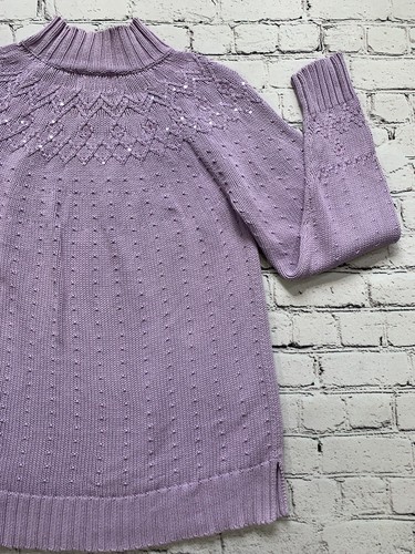 Quacker Factory Women’s Size M Lavander Sequin Farisile Chunky Knit Sweater - Picture 24 of 24