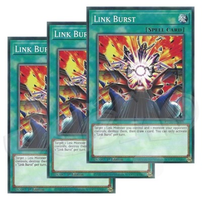 Yugioh - Link Burst x 3 - 1st Edition NM - Plus Free Holographic Card